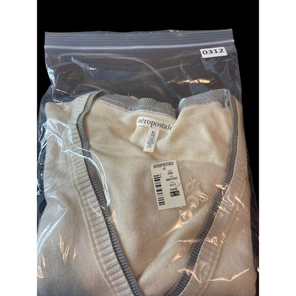 Aeropostale Ivory Grey Trim Button Up Tunic Long Cardigan XL NWT Academia - Picture 14 of 14